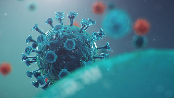 Outbreak of Chinese influenza - called a Coronavirus or 2019-nCoV, which has spread around the world. Danger of a pandemic, epidemic of humanity. Human cells, the virus infects cells.
