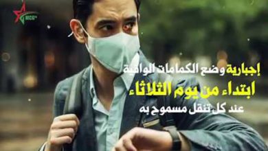 إجبارية وضع الكمامة الواقية