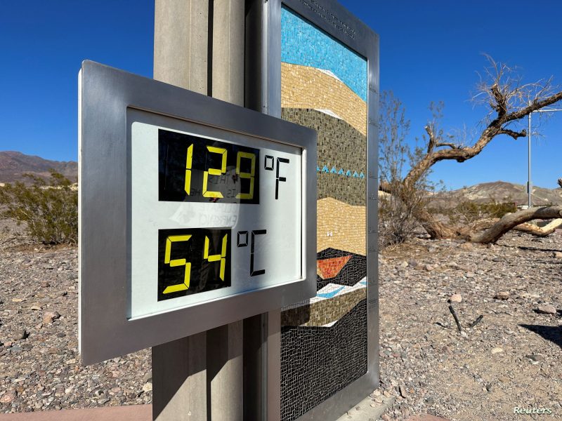 View of a digital sign displaying the high temperature in Death Valley | MCG24 | موقع إلكتروني مغربي شامل متجدد على مدار الساعة