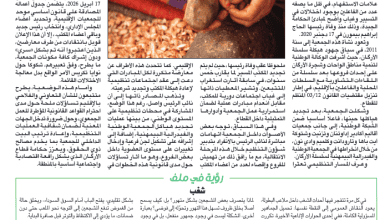 Front page of an Arabic newspaper with a large central photo of hands cracking nuts, surrounded by columns of text and red ad banners above.