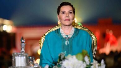 الأميرة للا حسناء خلال مشاركتها في مؤتمر الحفاظ على الطبيعة بأبوظبي واستقبالها لشخصيات دولية بيئية بارزة.