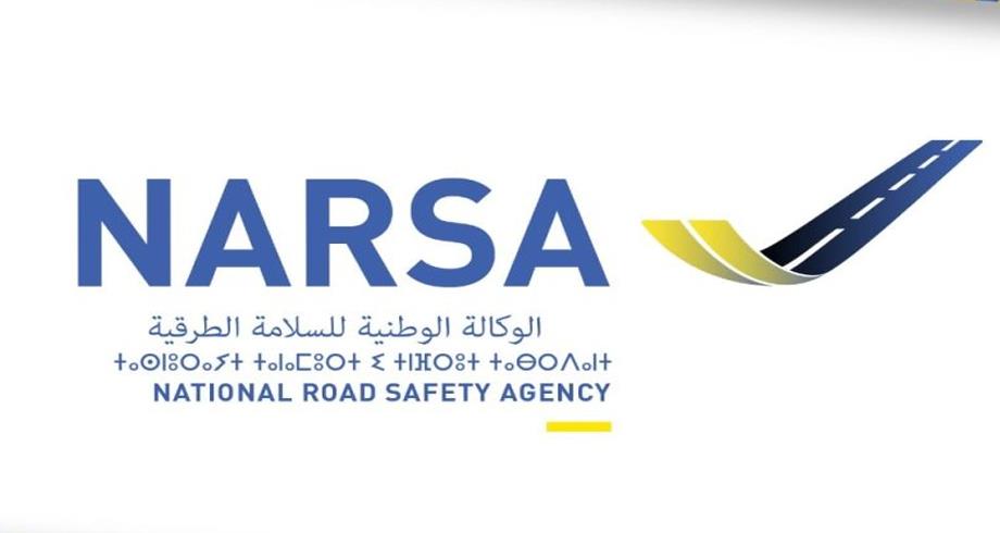 NARSA logo — National Road Safety Agency, with blue letters and a curved road motif in yellow and dark blue.