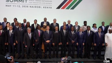 Group portrait of world leaders in formal attire on stage at the Africa–France Summit in Nairobi, Kenya, May 11–12, 2026?