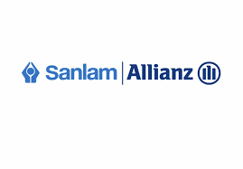 Sanlam | Allianz blue logo with circular emblem on the right