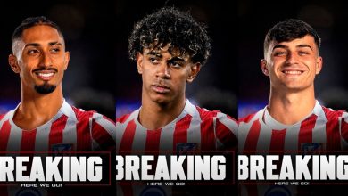 vis_0529202618251359 | MCG24 | موقع إلكتروني مغربي شامل متجدد على مدار الساعة Three footballers in red-and-white striped jerseys on a promo banner, each panel shows a different player's portrait with 'BREAKING' text.