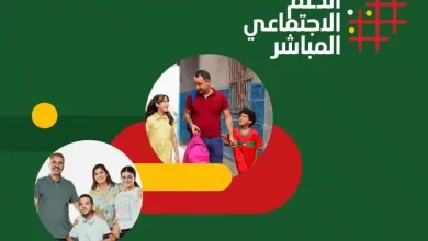 Capture | MCG24 | موقع إلكتروني مغربي شامل متجدد على مدار الساعة Green background with Arabic text for Direct Social Support and overlapping circular photos of two families, signaling a community support program.