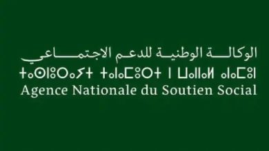 logo2 | MCG24 | موقع إلكتروني مغربي شامل متجدد على مدار الساعة National Agency for Social Support logo on a dark green background with Arabic text and the French name 'Agence Nationale du Soutien Social'.