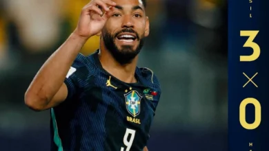 brazil | MCG24 | موقع إلكتروني مغربي شامل متجدد على مدار الساعة Brazilian national team forward wearing number 9 celebrates on the pitch, making an OK gesture after a 3-0 win over Haiti.